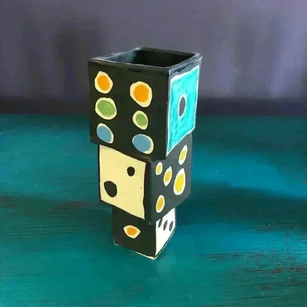Handmade 3 Piece Cat + Mouse Ceramic Vases
